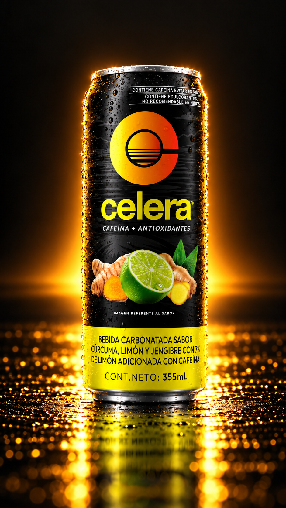 Celera sparkling turmeric ginger-lime energy drink